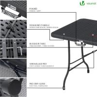 Mesa Plegable Multifuncional 180 x 75 cm, Mesa de Fiesta con Asa de Transporte, para Jardín, Terraza, Balcón, Blanco - details 17