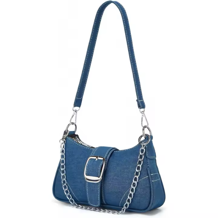 Bolso Hobo de mezclilla para mujer, bolsos de hombro tipo bandolera de lona Y2K, bolso de mano pequeño, bolso de noche con asa superior para axila, 2023 - 1