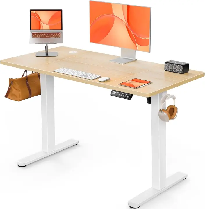Escritorio Elevable Eléctrico, Mesa de Trabajo Ajustable en Altura, Mesa de Oficina en Casa con Tablero Ensamblado, 120 x 60 cm, Estilo Moderno, Ideal para Trabajo, Redacción y Juegos - 1