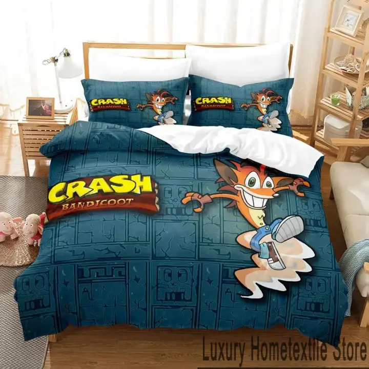 Juego de Ropa de Cama Crash Bandicoot 3D Tamaño Rey-Cama Funda de Almohada Funda de Almohada - 1