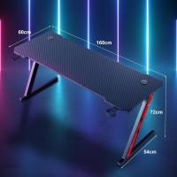 Mesa de Juegos Ergonómica en Forma de Z Fibra de Carbono Portavasos y Gancho para Auriculares Negro - details 15