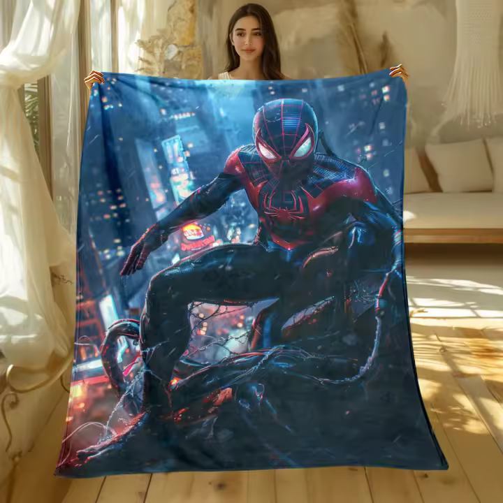 Manta de Franela Impresa HD de Spider Man Delgada, Versátil para Sofá, Cama, Viajes - 1