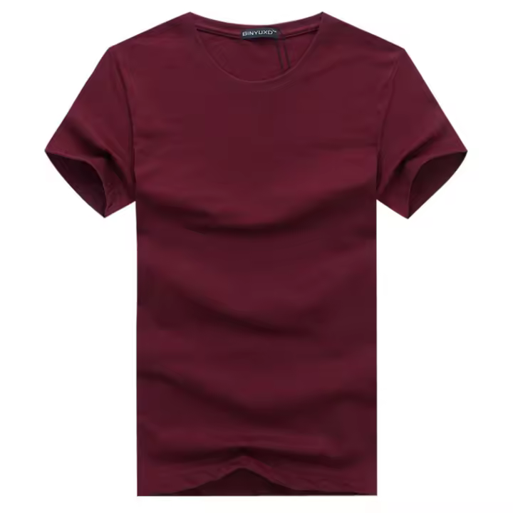 Camiseta de Algodón de Bambú de Color Sólido Cuello Redondo Manga Corta para Hombres - 1