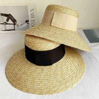 Sombreros anchos de diseño para mujer, sombrero de playa de iglesia de verano con cinta de paja recortada de grosgrain, hecho a mano - details 0