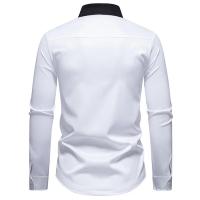 Camisas de manga larga con cierre para hombre, camisas informales para hombre, diseño de documentos, blanco y negro, escritorio de negocios y trabajo, moda de primavera - details 3