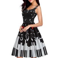 Chaleco casual de mujer con estampado de notas musicales y vestido de pendiente grande. - details 0