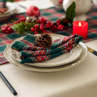 Manteles de Comedor de Navidad Estilo 6/12/24pcs Duraderos Algodón Polyester Engrosados - details 1