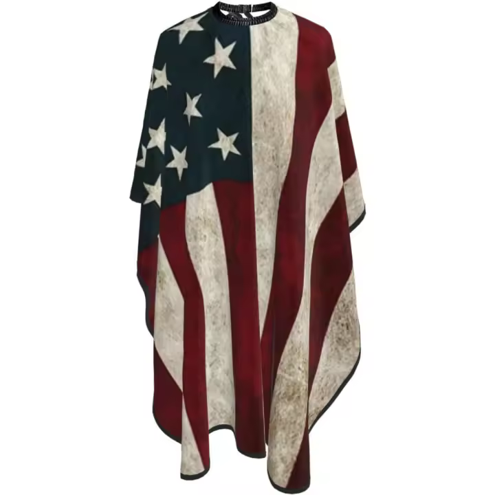 Capa de peluquero para salón de bandera americana - Capa de corte de pelo impermeable para peluquería profesional con cierre a presión ajustable - Delantal de corte de pelo para estilista y uso doméstico - 55''X66'' - 1