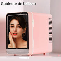 Mini refrigerador con espejo LED para habitación, 10 litros, 12 V/240 V, portátil, para cosméticos, con función de frío y calor, con enchufe para coche, para el cuidado de la piel, para maquillaje, para habitación pequeña. - details 0