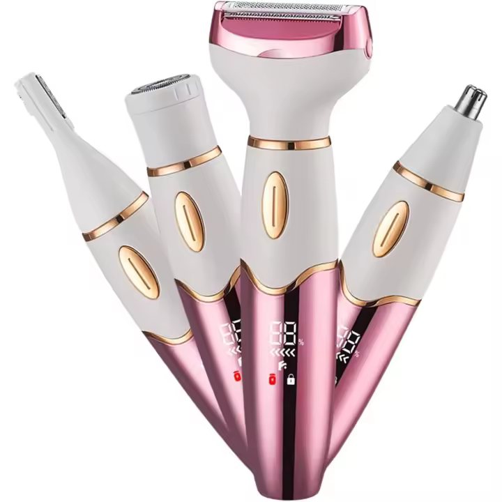 Maquinillas de afeitar eléctricas para mujeres y hombres, recortadora de bikini, 4 en 1, recargable, húmeda y seca, Ipx7, afeitadora eléctrica impermeable y removedor de vello facial, maquinillas de afeitar corporales indoloras para nariz, cara y cuerpo - 1