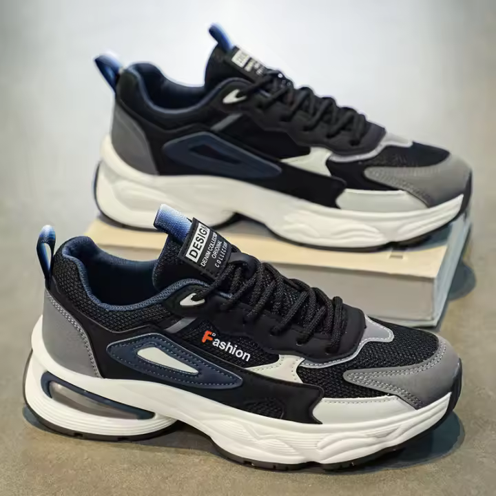 Zapatillas de Malla Transpirable para Hombres Estilo Coreano en Tendencia con Suela Gruesa - 1