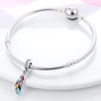 Encantos de Mariposa de Plata Esterlina S925 100% Real para Mujeres Regalo de Cumpleaños Joyería Fina con Pulsera Original de 3mm y Bangle de Metal Material Principal ZIRCON - details 1