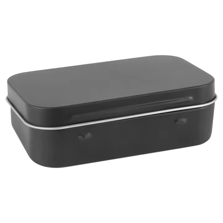 caja de metal negra de la caja de lata negra de 95x60x21m m con la pequeña caja de caramelo mate - 1