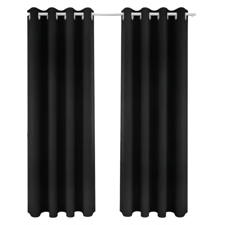 Cortinas Aisladas de 3 Capas de 100% Poliéster Diseño Elegante Moderno en Negro 140cm x 175cm - 1