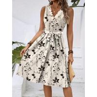 Vestido casual de verano para mujer 2025temu con cuello en V, sin mangas y estampado. - details 7