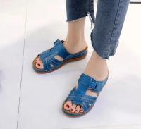 Women Cross Strap Sandals Buckle Strap Open Toe Solid Color Non-slip Slippers Slip-on Shoes - details 2