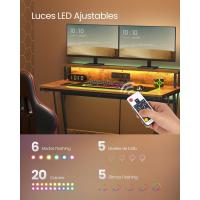 Mesa de Juegos con Luces LED y Enchufes Tamaño 60 x 120 x 76cm Elegancia Rústica Marrón - details 19