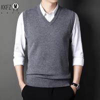 Chaleco tejido con cuello en V para hombre, suéter cálido informal a la moda, Top versátil, Color sólido, novedad de Otoño Invierno 2024 - details 7