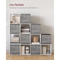 Librería con 10 Cubos, Estantería para Libros con Compartimentos Abiertos, Decoraciones, Fotos, Plantas, Salón, Dormitorio, Estudio, 29 x 129,5 x 129,5 cm, Marrón Rústico - details 30