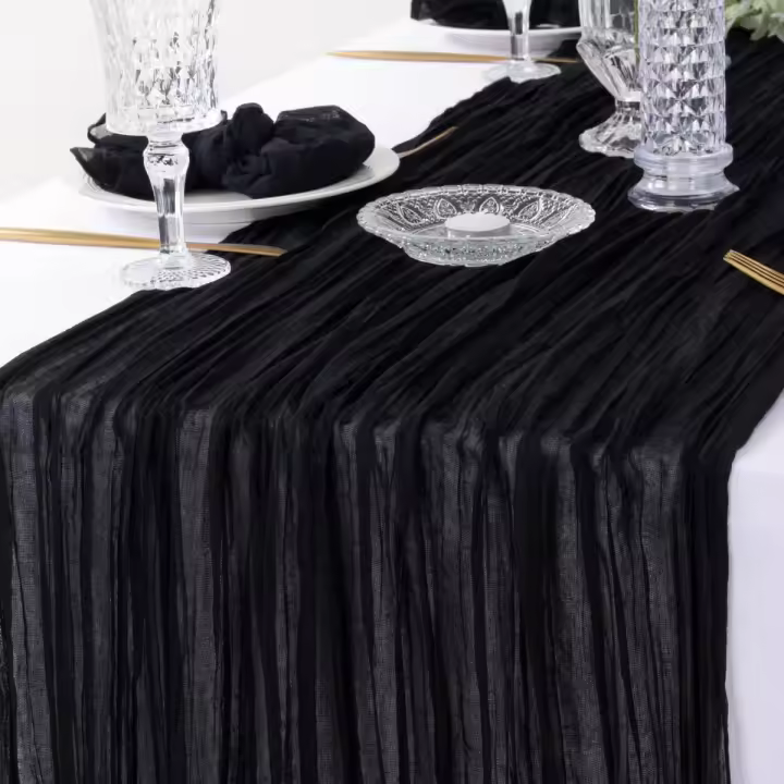 Camino de mesa de gasa Vintage largo, cubierta de mesa de estopilla multicolor semitransparente, mantel de estilo bohemio, decoración de mesa - 1