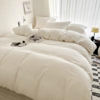 Juego de cama de algodón liso con sábanas, funda nórdica, funda de almohada, sábana individual para pareja, tamaño King y Queen - details 6