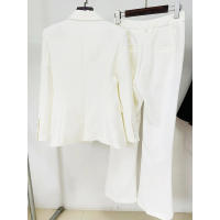 Blazer de mujer de un solo botón con perlas, blazer de oficina delgado, traje de pantalón acampanado, conjunto de talla grande, - details 3
