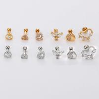 Piercing de acero quirúrgico para oreja, aretes de cristal para cartílago, 2 piezas, 16G, 16G - details 6