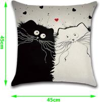 Juego de 4 fundas de cojín decorativas de algodón y lino, 45x45 cm, diseño de gato - details 3