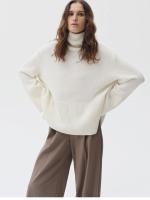 Suéter con cuello de tortuga para mujer, jersey básico de punto con abertura, holgado e informal, suave y cálido, otoño e invier - details 8