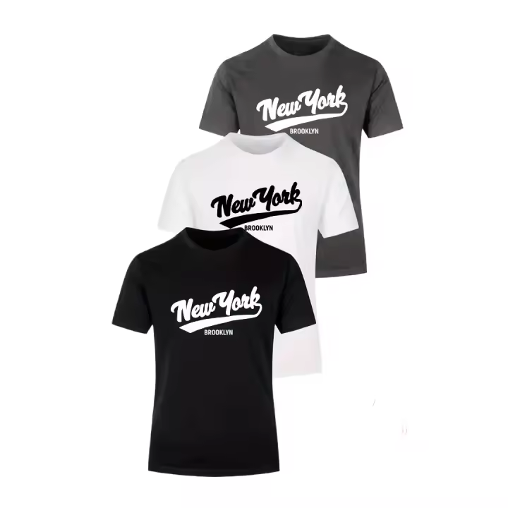 Camisetas de Algodón Clásicas para Hombres Paquete de 3 Cómodo, Elástico, Estampado Aleatorio - 1