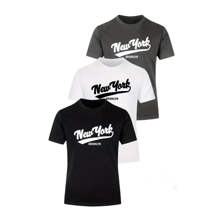 Camisetas de Algodón Clásicas para Hombres Paquete de 3 Cómodo, Elástico, Estampado Aleatorio - 1