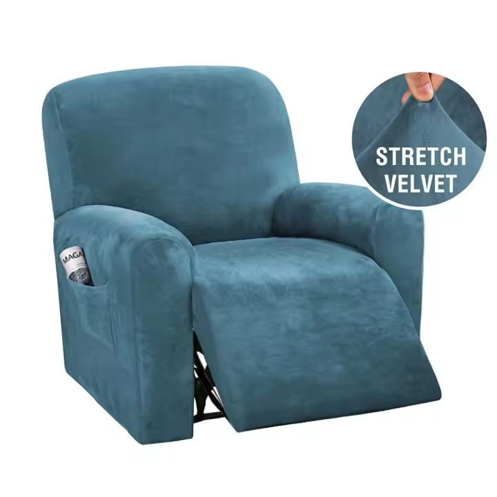 Fundas elásticas para silla reclinable, Protector grueso para sofá de 1 asiento, ajuste de forma de terciopelo, chico Perezoso - 1