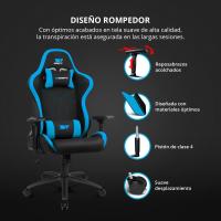 DR110 - Silla Gaming Profesional, Tejido Tejido Alta transpirabilidad, reposabrazos 4D, Ruedas silenciosas, pistón Clase 4, inclinación, cojín Lumbar y Cervical, Color Negro - details 28