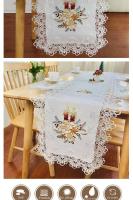 Mantel blanco ENCE para decoración, funda de cojín con campanas bordadas, velas, camino de mesa navideña, vacaciones personales - details 2