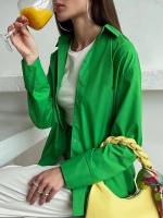 Camisa Para Mujer De Algodón Oversize En Colores Caramelo Con Mangas Largas Estilo Casual Verde Sólido Blusa De Moda 2024 - details 4