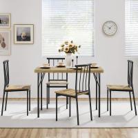 Juego de Mesa de Comedor de 4 Sillas Rectangular para 4 Personas Ideal para Comedor, Sala de Estar, Terraza Color Marrón - details 1