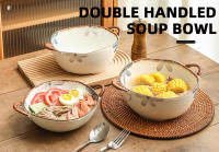 Cuenco de cerámica para Fideos para el hogar, cuenco de sopa con asa, ensalada, Pasta, vajilla de cocina, horno microondas, 1700ml - details 0