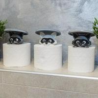 Soporte de papel higiénico con diseño de Animal Adorable, dispensador de rollos de papel montado en la pared, decoración divertida de animales, No requiere perforación - details 6