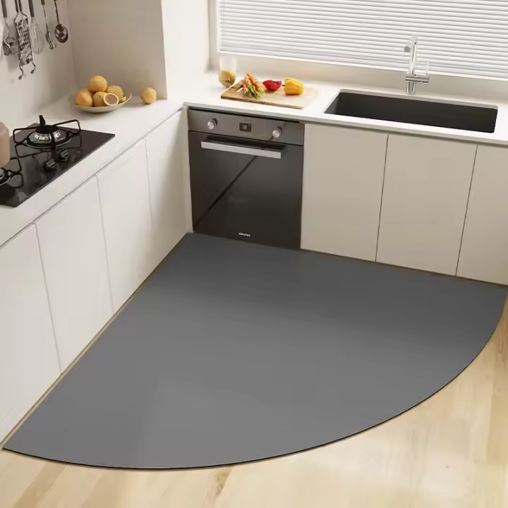 Alfombrilla absorbente para esquina de cocina, felpudo largo con ventilador de diatomita, suave, lavable, antideslizante, para entrada de baño - 1