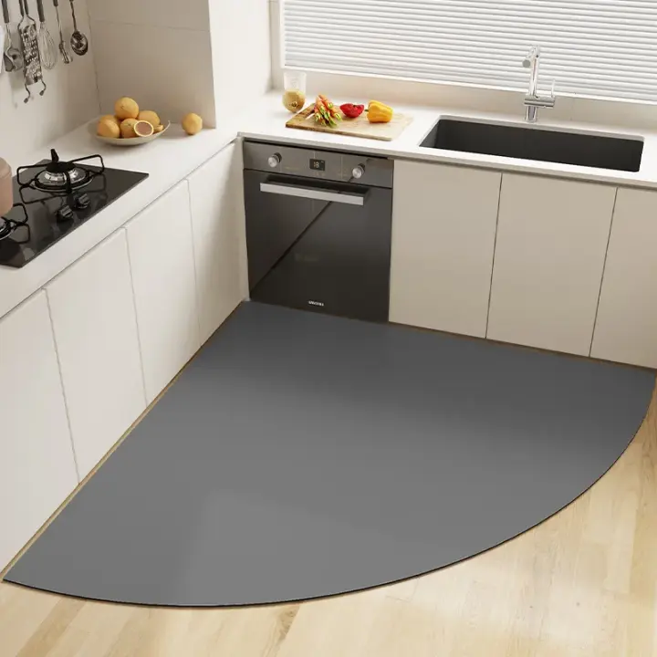 Alfombrilla absorbente para esquina de cocina, felpudo largo con ventilador de diatomita, suave, lavable, antideslizante, para entrada de baño - 1