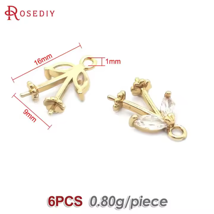 Colgante de Abalorio de Cuentas de Medio Agujero de Oro 18K Material de Metal de China - 1