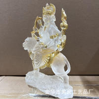 Estatua india difícil de acercar a la madre Durga, montando un tigre y un león, ofreciendo fábrica de adornos de vidrio de agua de resina - details 3