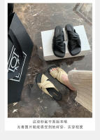 Zapatillas de las mujeres de verano pliegues retorcido fondo plano exterior desgaste sandalias versátil cabeza cuadrada nube media arrastre - details 7