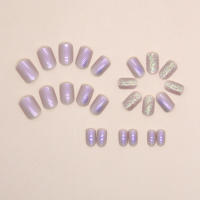 Uñas artificiales de resina para decoración de uñas, brillantes, a presión, hielo, morado, latido del corazón - details 1