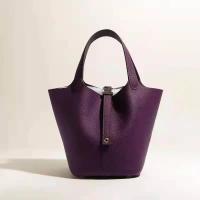 Bolso de mano a la moda para mujer, bolso Togo de gran capacidad, capa de cabeza de cuero de vaca, forma de cubo de agua, mochila de lujo de alta gama, novedad de 2024 - details 10