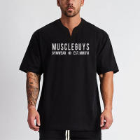 Summer Oversized Men's Fashion Confortable V-neck Cotton Plus Size Workout Fitness Bodybuilding Tshirt M-2XL - details 5