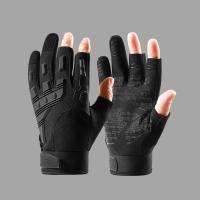 Guantes de motocicleta de tres dedos, manoplas de dedo de carreras antideslizantes Vintage, guantes sin dedos resistentes al desgaste para hombres - details 5