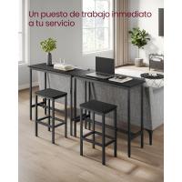 Juego de Mesa y Taburetes de Bar, Mesa de Desayuno con 2 taburetes, Marco de Acero, Industrial, Marrón Rústico y Negro Tinta LBT218B01 - details 18