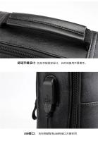 Mochilas de negocios impermeables para hombre, bolso para portátil de cuero PU, gran capacidad, carga USB, bolsa de viaje a la moda - details 8
