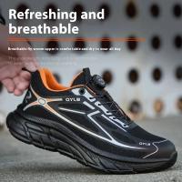 Zapatos de seguridad indestructibles con punta de acero, ligeros, antideslizantes, antipinchazos, antigolpes, con botón giratorio, zapatos de trabajo para hombres. - details 9